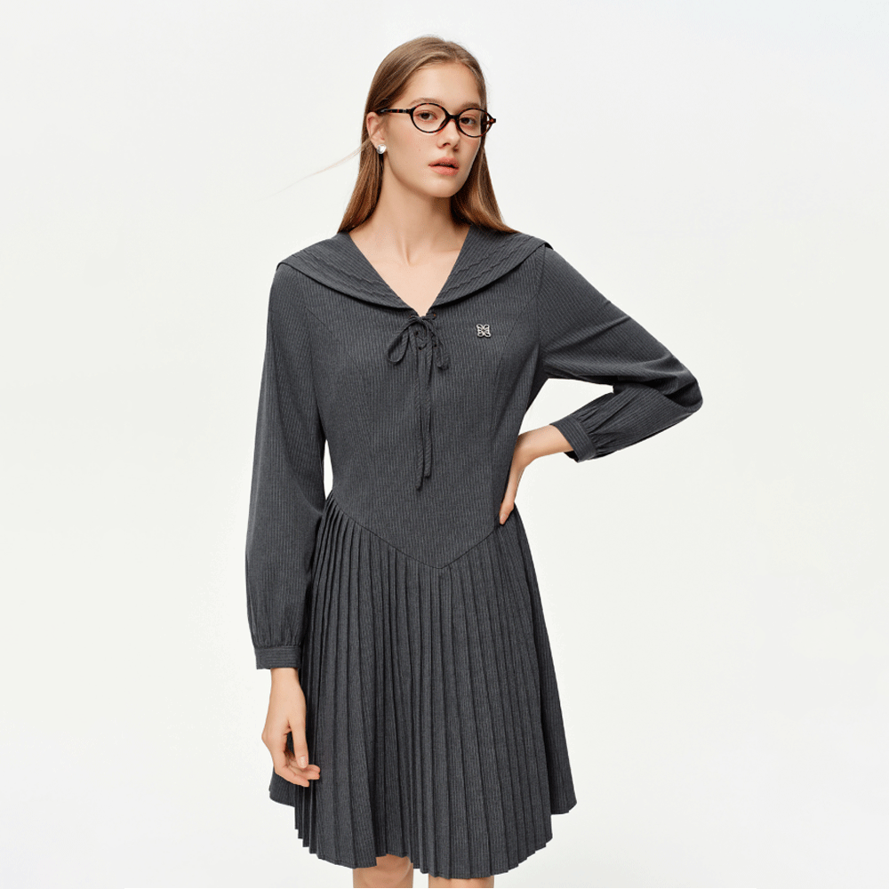 A Line Pleated Midi Dress