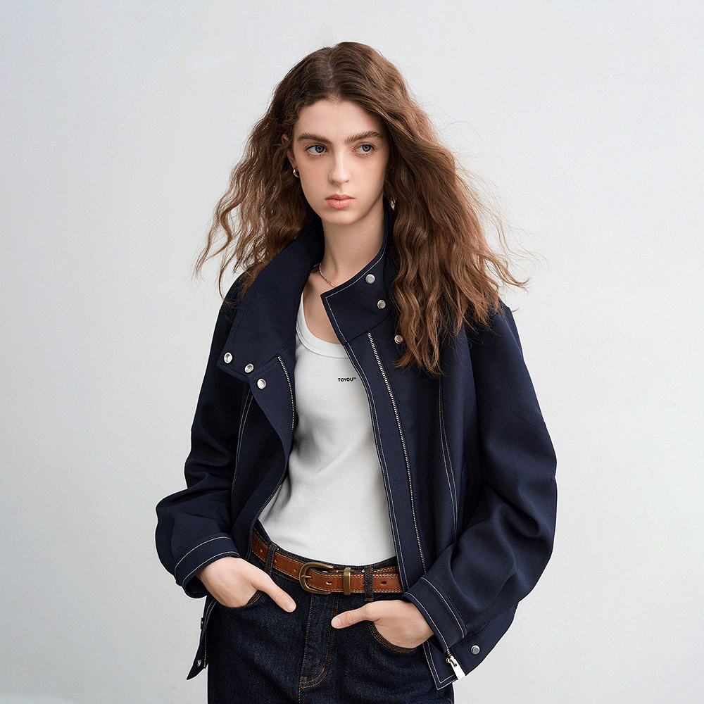 High Neck Ruffle Jacket