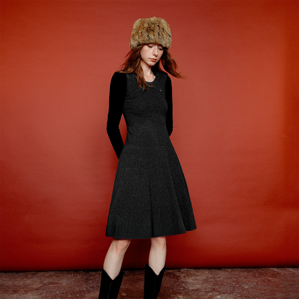 Sleeveless Wool Blend Knit Dress
