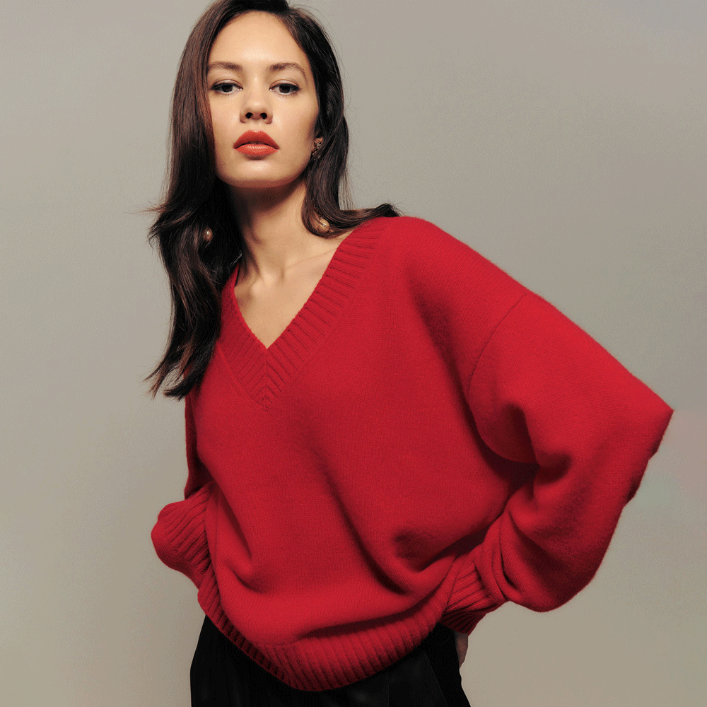 V Neck Casual Wool Sweater