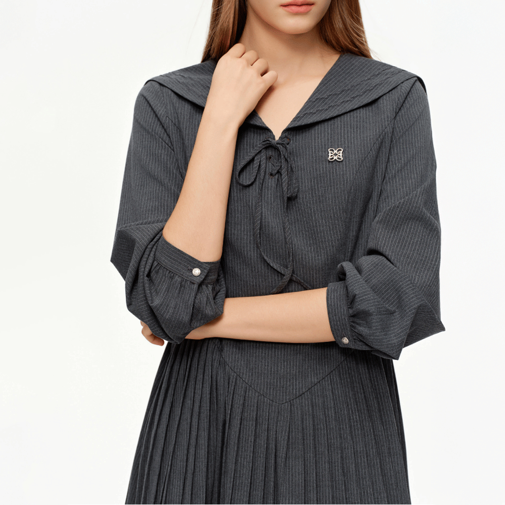 A Line Pleated Midi Dress