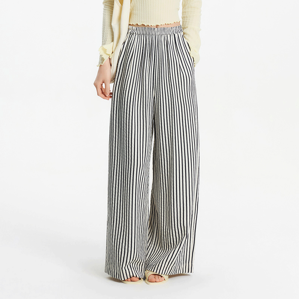 Striped Wide Legged Casual Trousers
