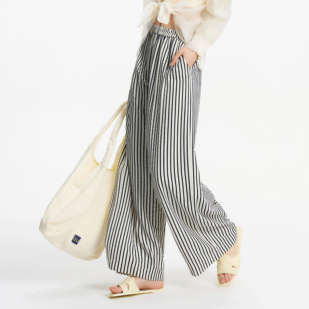 Striped Wide Legged Casual Trousers