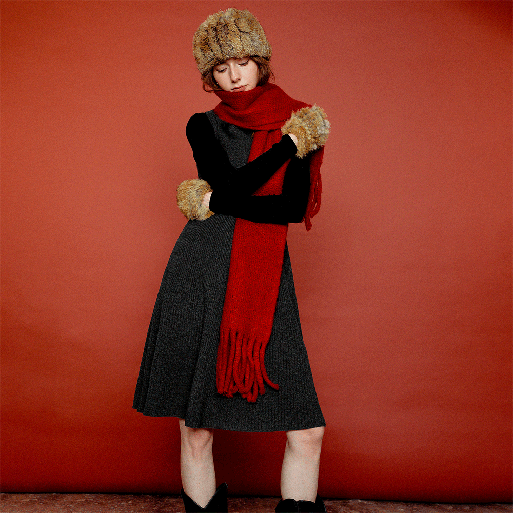 Sleeveless Wool Blend Knit Dress