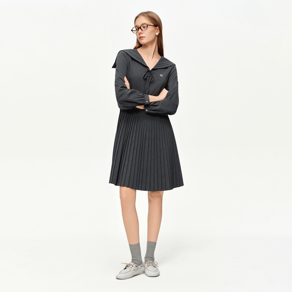 A Line Pleated Midi Dress