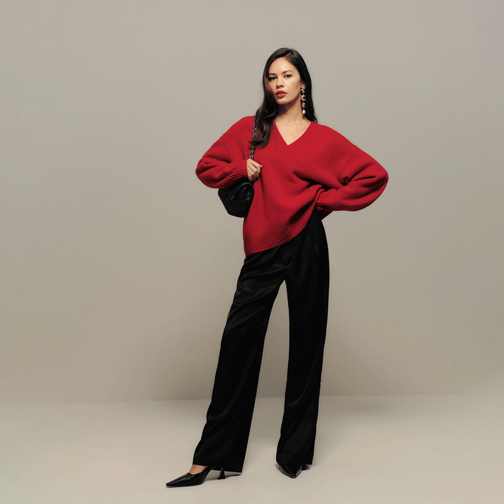 V Neck Casual Wool Sweater