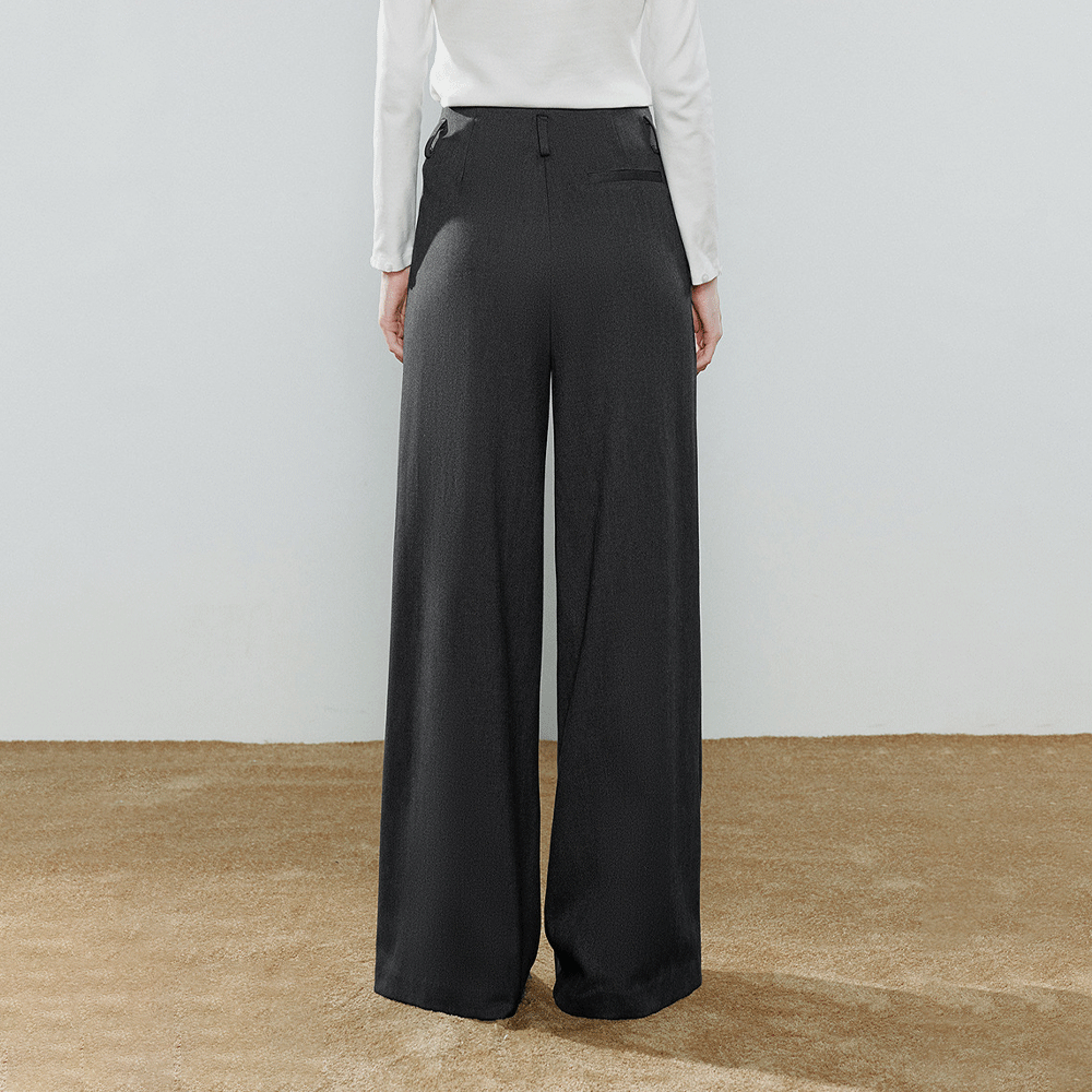 Wide Legged Woolen Casual Trousers