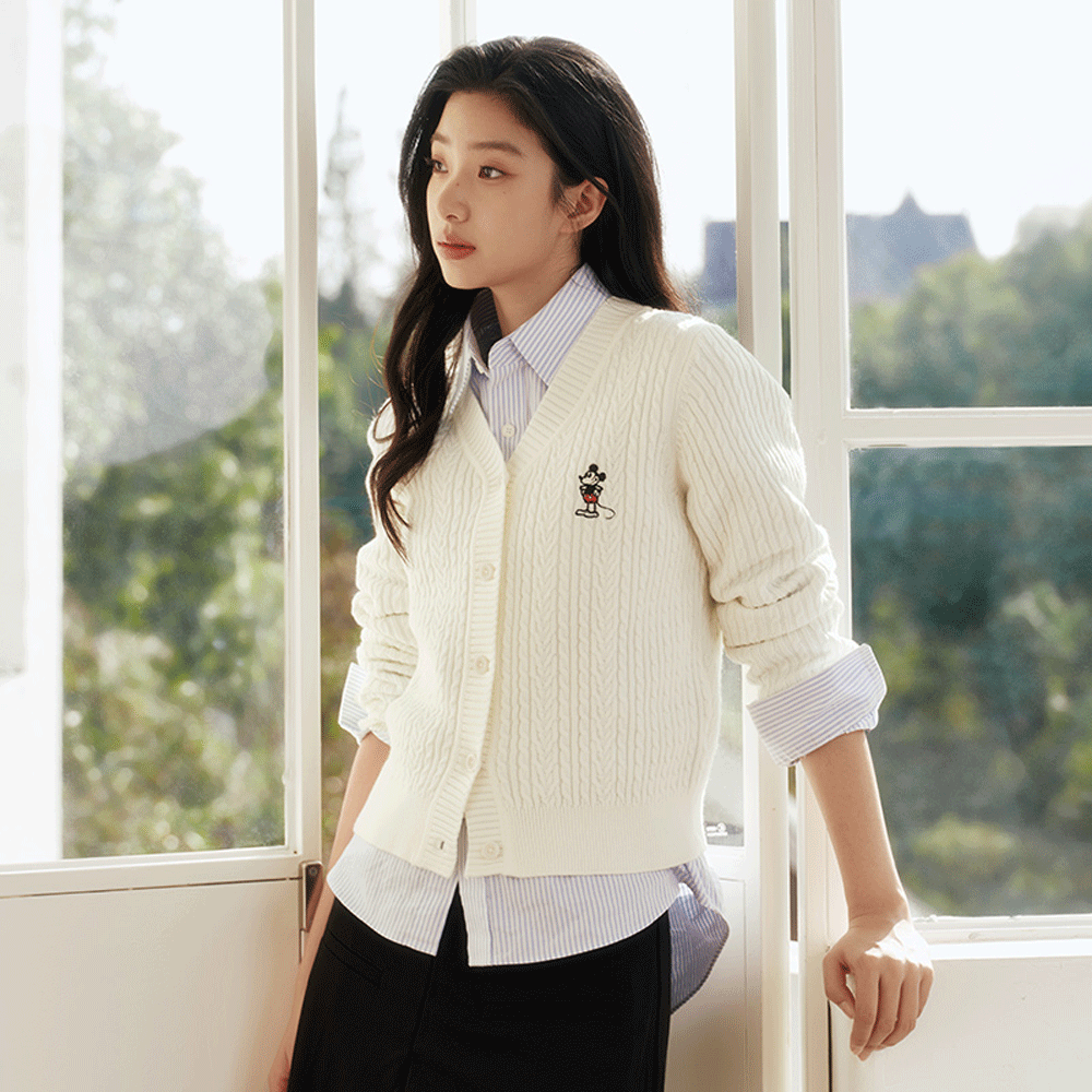 Slim Fit Knit Cardigan with Embroidery