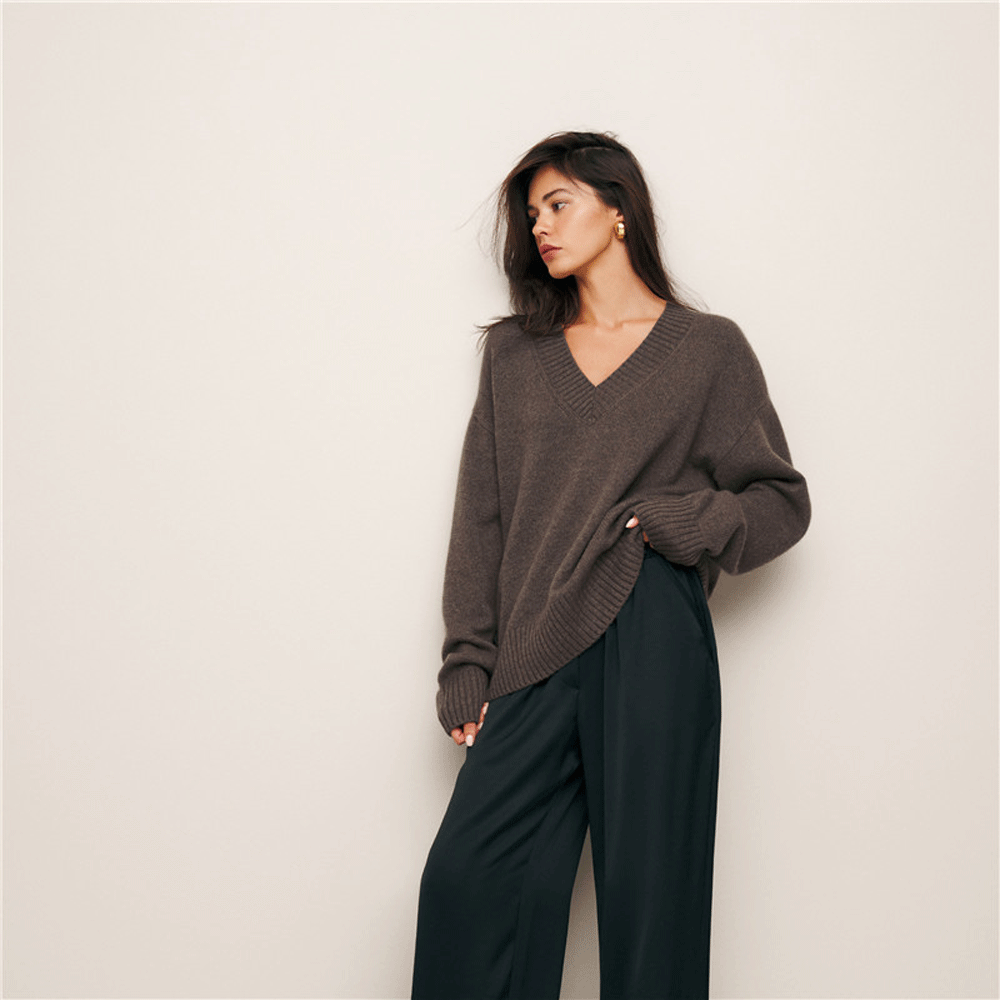 V Neck Casual Wool Sweater